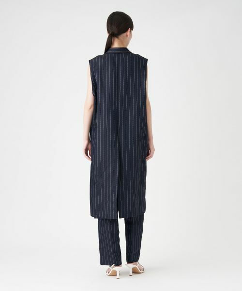 LANVIN COLLECTION / ランバン コレクション テーラードジャケット | 【セットアップ対応商品】ピンストライプロングベスト | 詳細9
