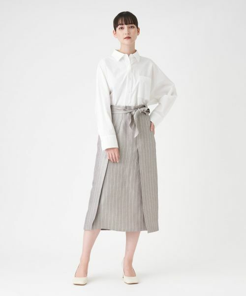 LANVIN COLLECTION / ランバン コレクション ロング・マキシ丈スカート | ピンストライプミモレ丈スカート | 詳細8