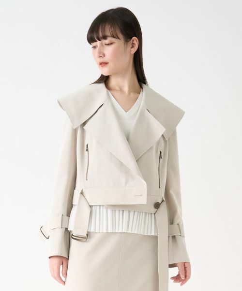 LANVIN COLLECTION/ランバン コレクション ビッグカラーショートジャケット キャメル 40 LANVIN COLLECTION/ランバン コレクション ビッグカラーショートジャケット キャメル 40