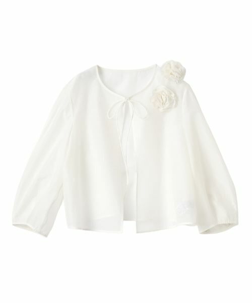 LANVIN COLLECTION / ランバン コレクション テーラードジャケット | フラワーモチーフオーガンジージャケット(オフホワイト)