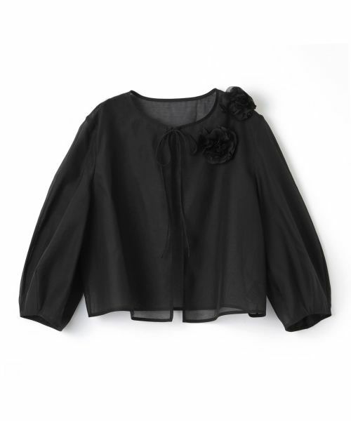 LANVIN COLLECTION / ランバン コレクション テーラードジャケット | フラワーモチーフオーガンジージャケット(ブラック)