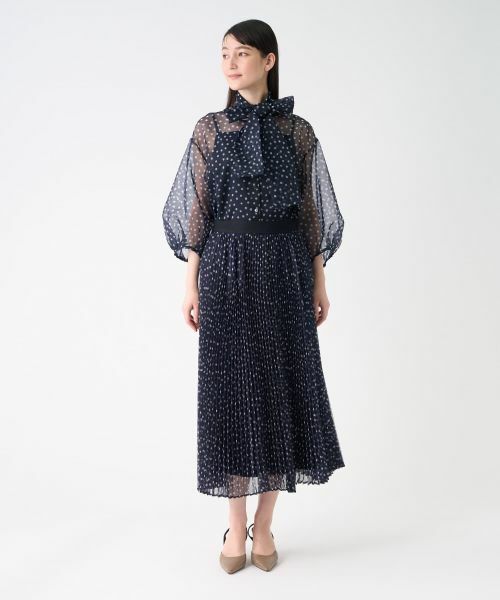 LANVIN COLLECTION / ランバン コレクション ロング・マキシ丈スカート | プリントオーガンジープリーツスカート | 詳細7