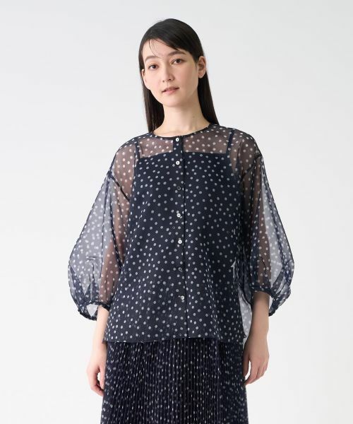 LANVIN COLLECTION / ランバン コレクション シャツ・ブラウス | プリントオーガンジーボウタイブラウス | 詳細1