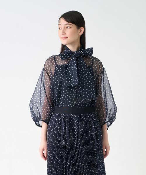 LANVIN COLLECTION / ランバン コレクション シャツ・ブラウス | プリントオーガンジーボウタイブラウス | 詳細4