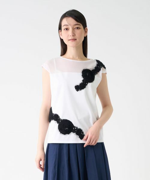 LANVIN COLLECTION / ランバン コレクション カットソー | フラワーモチーフカットソー | 詳細1