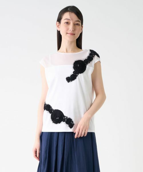 LANVIN COLLECTION / ランバン コレクション カットソー | フラワーモチーフカットソー | 詳細5