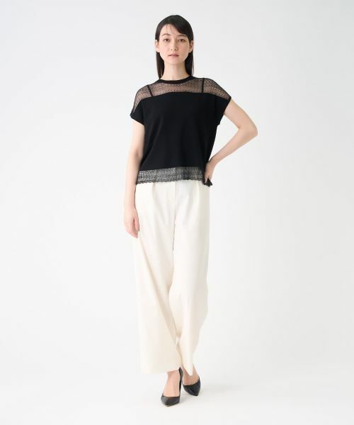 LANVIN COLLECTION / ランバン コレクション ニット・セーター | レース切替ニットトップス | 詳細13