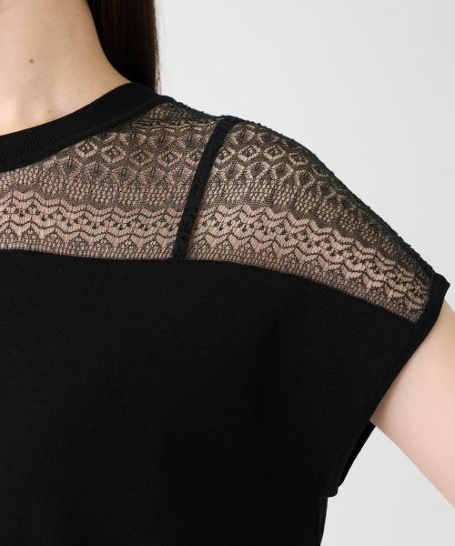LANVIN COLLECTION / ランバン コレクション ニット・セーター | レース切替ニットトップス | 詳細14