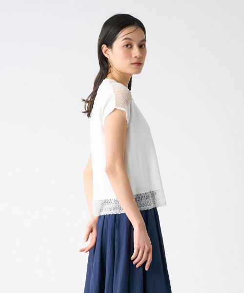 LANVIN COLLECTION / ランバン コレクション ニット・セーター | レース切替ニットトップス | 詳細4
