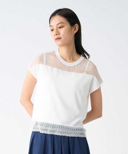 LANVIN COLLECTION / ランバン コレクション ニット・セーター | レース切替ニットトップス | 詳細5