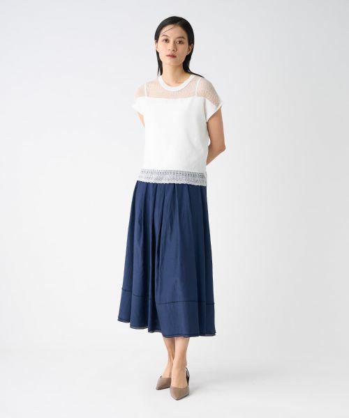 LANVIN COLLECTION / ランバン コレクション ニット・セーター | レース切替ニットトップス | 詳細6