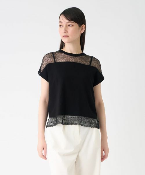 LANVIN COLLECTION / ランバン コレクション ニット・セーター | レース切替ニットトップス | 詳細8