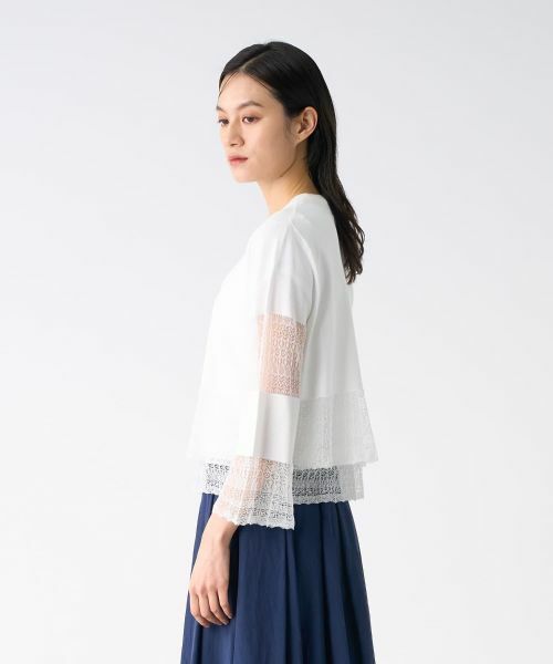 LANVIN COLLECTION / ランバン コレクション ニット・セーター | レース切替ニットカーディガン | 詳細2