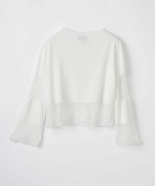 LANVIN COLLECTION / ランバン コレクション ニット・セーター | レース切替ニットカーディガン | 詳細9