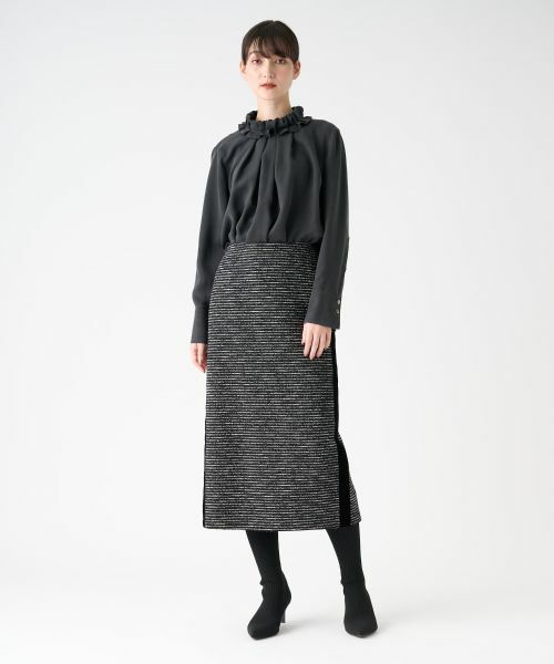 LANVIN COLLECTION / ランバン コレクション ロング・マキシ丈スカート | ネップボーダータイトスカート | 詳細6