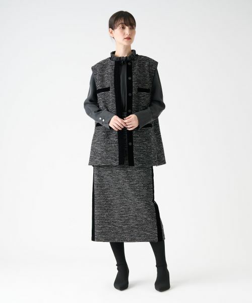 LANVIN COLLECTION / ランバン コレクション ロング・マキシ丈スカート | ネップボーダータイトスカート | 詳細7