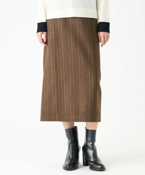 LANVIN COLLECTION/ランバン コレクション ウールストライプスカート キャメル 40 LANVIN COLLECTION/ランバン コレクション ウールストライプスカート キャメル 40