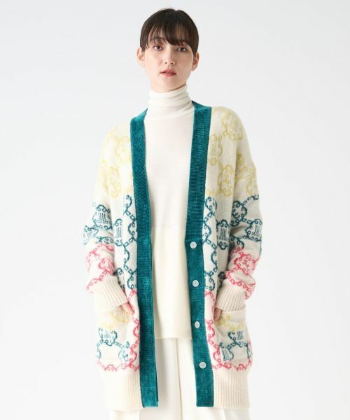 LANVIN COLLECTION / ランバン コレクション ニット・セーター | ロゴジャカードカーディガン | 詳細1