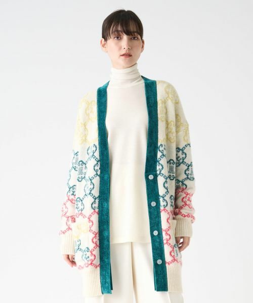LANVIN COLLECTION / ランバン コレクション ニット・セーター | ロゴジャカードカーディガン | 詳細5