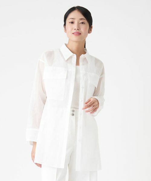 LANVIN COLLECTION / ランバン コレクション シャツ・ブラウス | コットンオーガンジーシャツブラウス | 詳細1