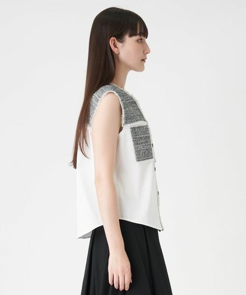 LANVIN COLLECTION / ランバン コレクション シャツ・ブラウス | ツィード切り替えブラウス | 詳細2