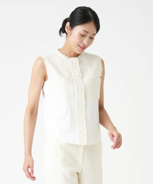 LANVIN COLLECTION / ランバン コレクション シャツ・ブラウス | ツィード切り替えブラウス | 詳細7