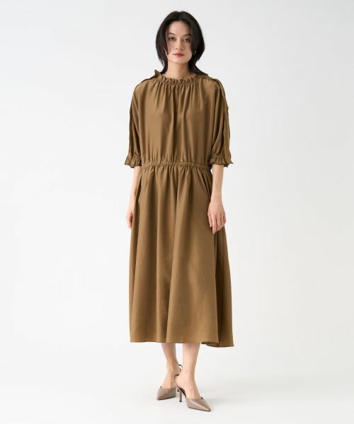 LANVIN ランバン ドレス ワンピース サテンジョーゼットコサージュ付ワンピース|LANVIN COLLECTION