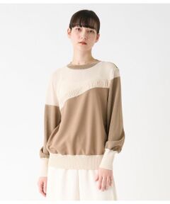 LANVIN COLLECTION / ランバン コレクション カットソー | バイカラーニットドッキングカットソー