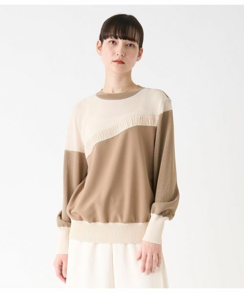 LANVIN COLLECTION / ランバン コレクション カットソー | バイカラーニットドッキングカットソー | 詳細1