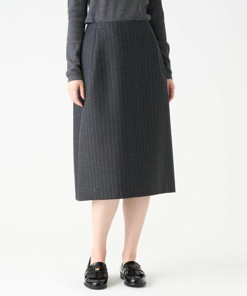 LANVIN COLLECTION/ランバン コレクション ウールサキソニースカート チャコールグレー 40 LANVIN COLLECTION/ランバン コレクション ウールサキソニースカート チャコールグレー 40