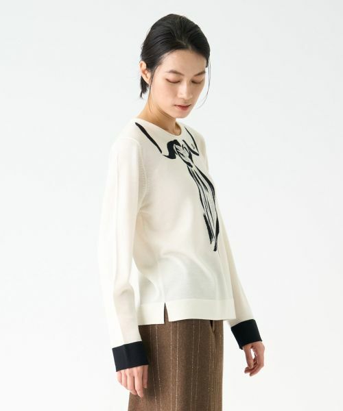 LANVIN COLLECTION / ランバン コレクション ニット・セーター | インターシャリボンニットプルオーバー | 詳細4