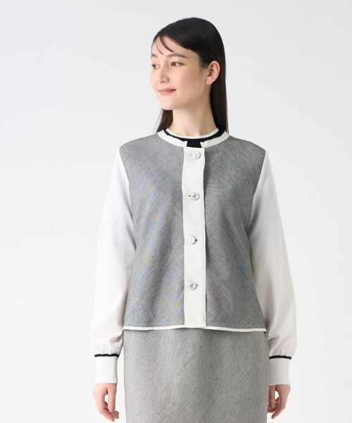 LANVIN COLLECTION / ランバン コレクション テーラードジャケット | ワンウェイリネンストレッチジャケット | 詳細1