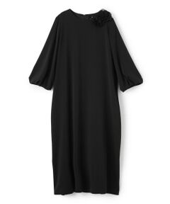 LANVIN COLLECTION / ランバン コレクション ドレス | サテンジョーゼットコサージュ付ワンピース