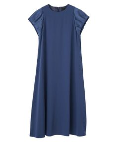 ランバンコレクション バックプリーツ切り替え シルク混 ワンピース 美品 ランバンコレクション バックプリーツ切り替え シルク混