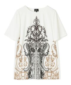 LANVIN COLLECTION / ランバン コレクション カットソー | フラワーペイズリーパネルプリントカットソー