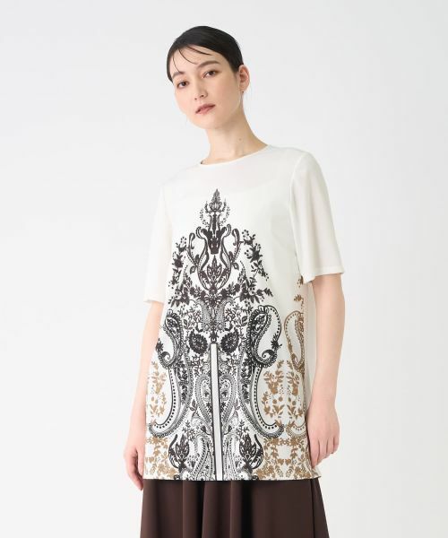 LANVIN COLLECTION / ランバン コレクション カットソー | フラワーペイズリーパネルプリントカットソー | 詳細1