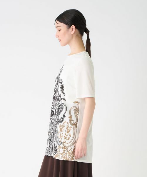 LANVIN COLLECTION / ランバン コレクション カットソー | フラワーペイズリーパネルプリントカットソー | 詳細2