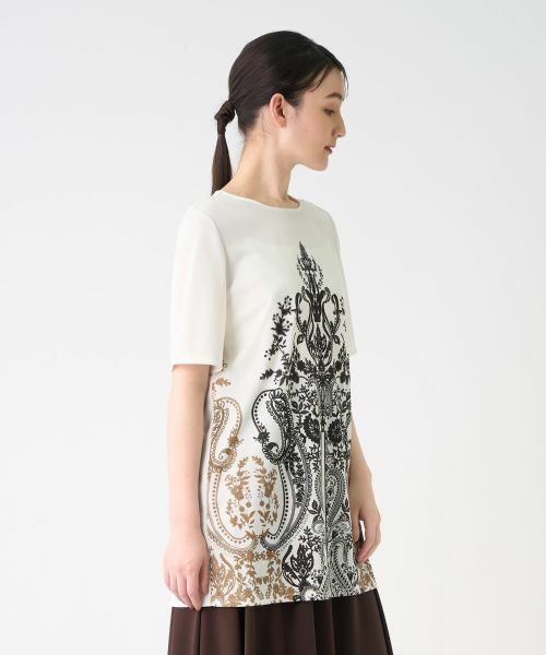 LANVIN COLLECTION / ランバン コレクション カットソー | フラワーペイズリーパネルプリントカットソー | 詳細4