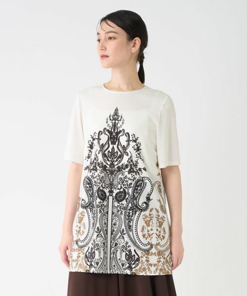 LANVIN COLLECTION / ランバン コレクション カットソー | フラワーペイズリーパネルプリントカットソー | 詳細5