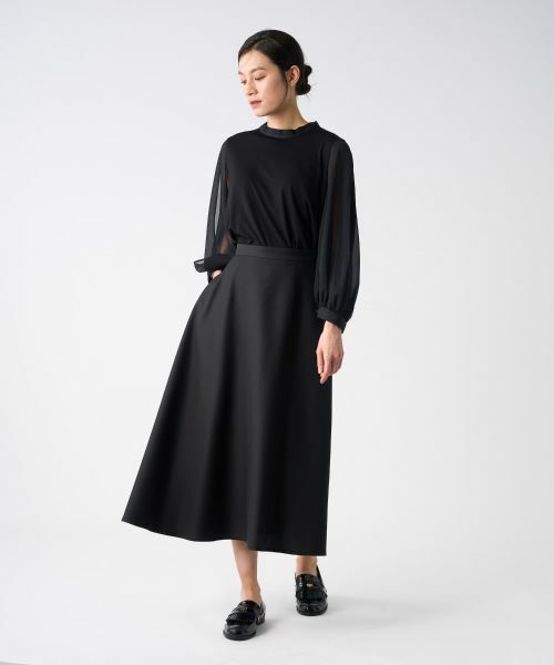 LANVIN COLLECTION / ランバン コレクション ロング・マキシ丈スカート | バックサテンアシンメトリーフレアスカート | 詳細6