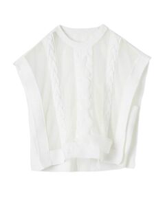 LANVIN COLLECTION / ランバン コレクション カットソー | ニットドッキングオーガンジーカットソー