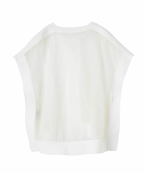 LANVIN COLLECTION / ランバン コレクション カットソー | ニットドッキングオーガンジーカットソー | 詳細1