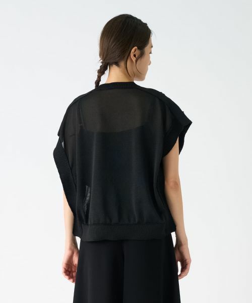 LANVIN COLLECTION / ランバン コレクション カットソー | ニットドッキングオーガンジーカットソー | 詳細14