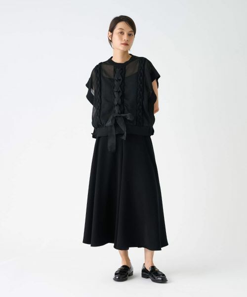 LANVIN COLLECTION / ランバン コレクション カットソー | ニットドッキングオーガンジーカットソー | 詳細17