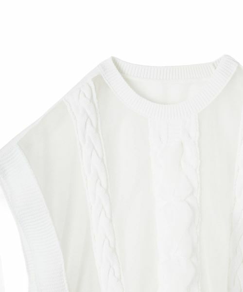 LANVIN COLLECTION / ランバン コレクション カットソー | ニットドッキングオーガンジーカットソー | 詳細2