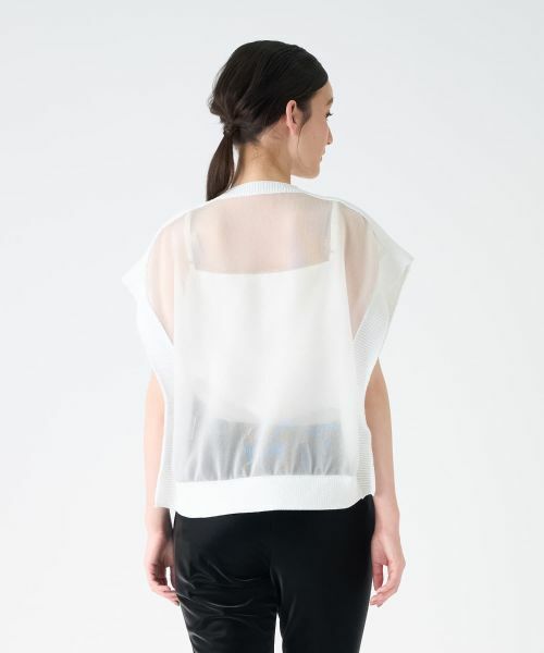 LANVIN COLLECTION / ランバン コレクション カットソー | ニットドッキングオーガンジーカットソー | 詳細8
