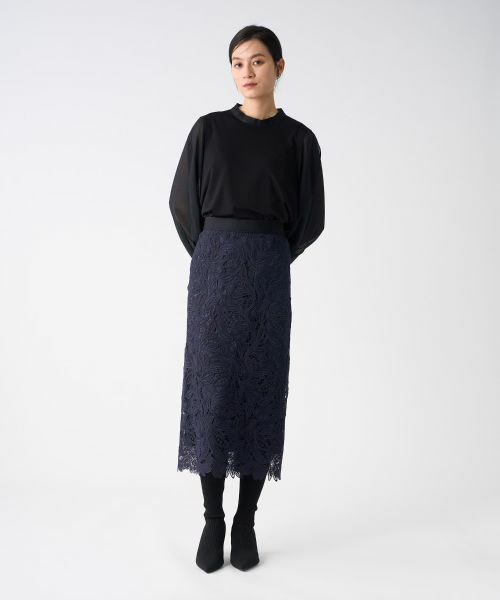 LANVIN COLLECTION / ランバン コレクション ロング・マキシ丈スカート | エンブロイダリーフェザーレーススカート | 詳細12