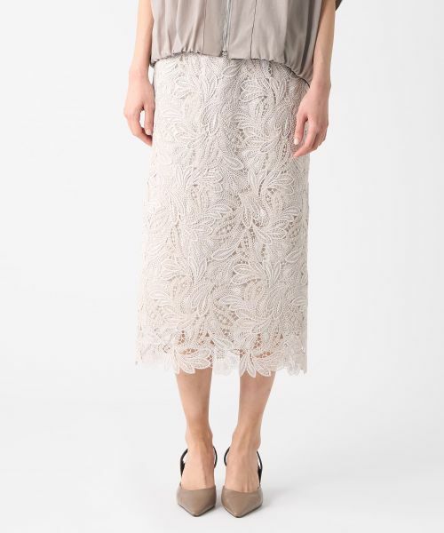 LANVIN COLLECTION / ランバン コレクション ロング・マキシ丈スカート | エンブロイダリーフェザーレーススカート | 詳細13