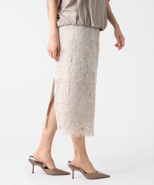 LANVIN COLLECTION / ランバン コレクション ロング・マキシ丈スカート | エンブロイダリーフェザーレーススカート | 詳細16