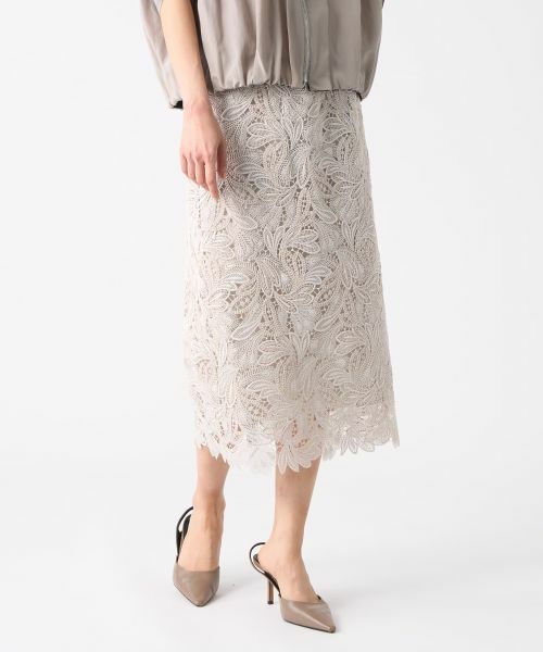 LANVIN COLLECTION / ランバン コレクション ロング・マキシ丈スカート | エンブロイダリーフェザーレーススカート | 詳細17